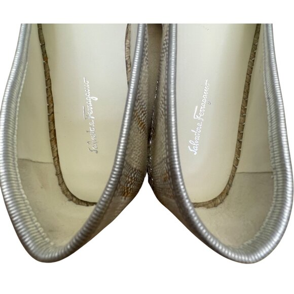 Salvatore Ferragamo Women’s Beige Panna Bow Elodie Espadrilles Flats Sz 9.5M - Picture 8 of 11